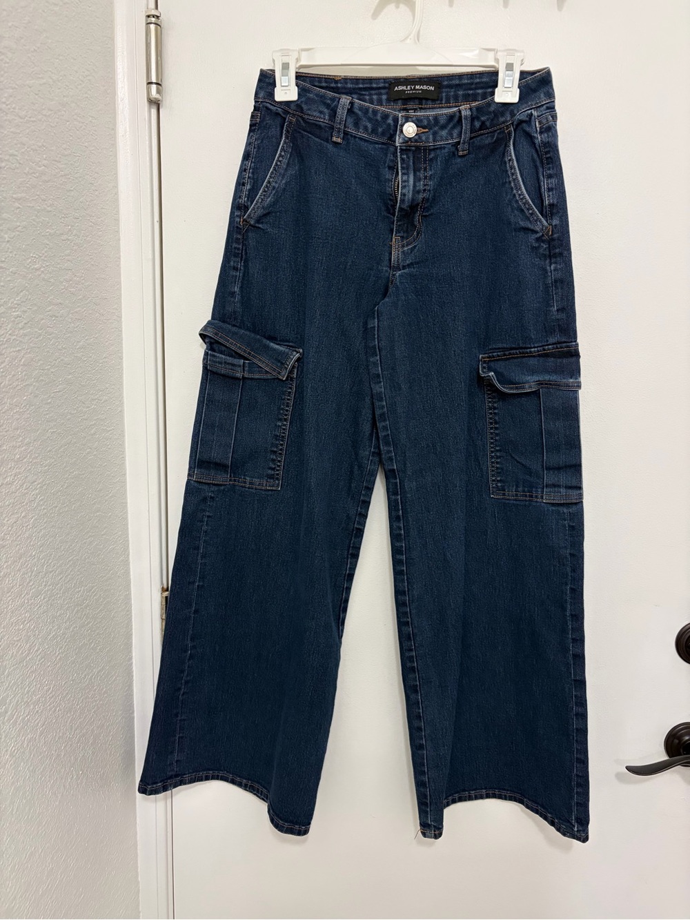 Ashley Mason Dark Blue Wide-Leg Cargo Jeans youth 3
